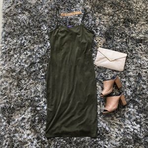 Faux Suede Green Midi Dress